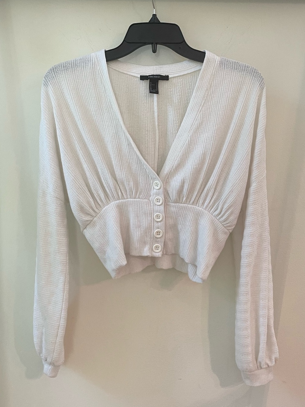 Forever 21 | Cropped White Cardigan Sweater